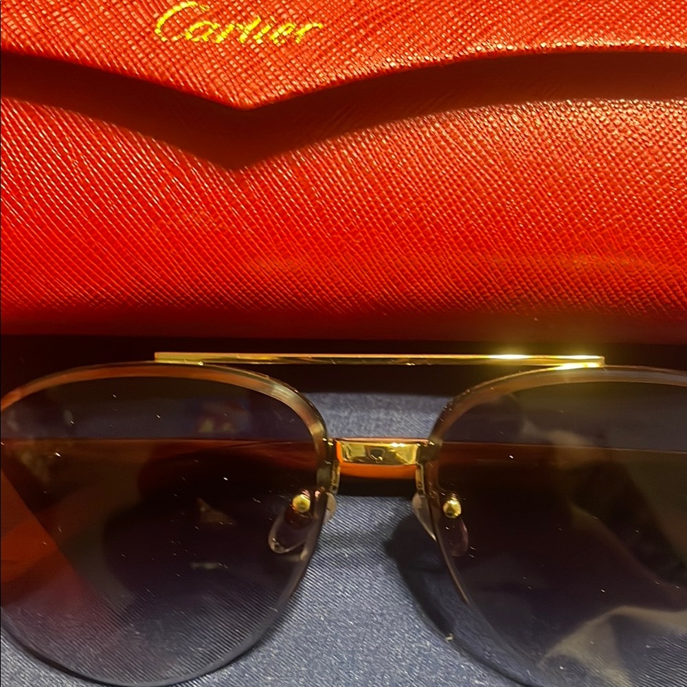 Cartier Gold and Brown Sunglasses